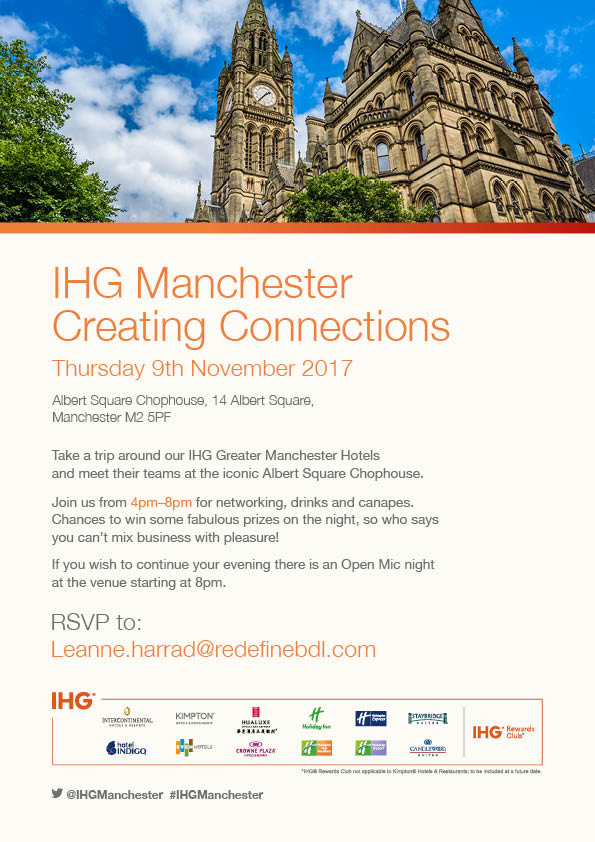 IHGManchester's tweet photo. Countdown is on to our #CreatingConnections #hotel showcase in #Manchester come along for fun, networking &amp; prizes https://t.co/YcbEbV93zo