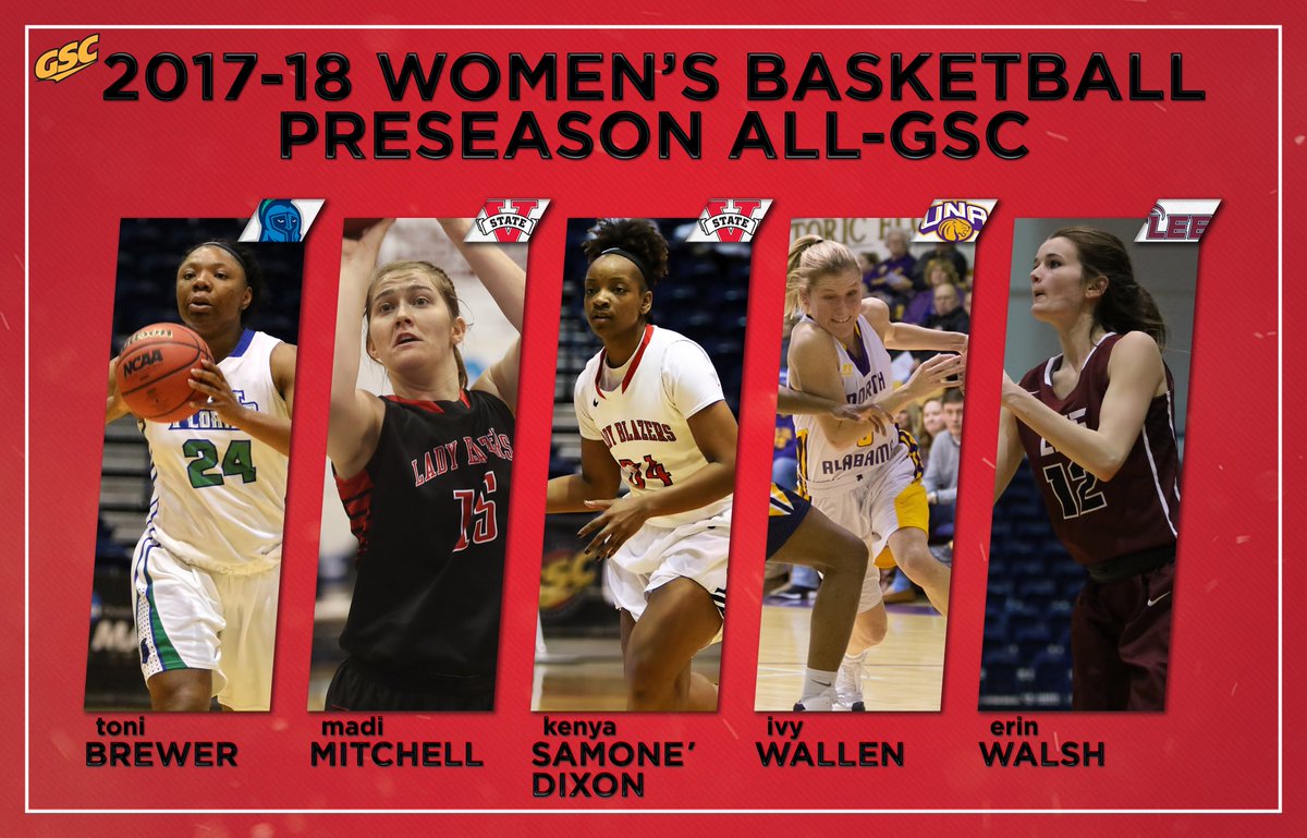 2017-18 #GSCWBB Preseason All-Conference Team

Brewer | Mitchell | Samone’ Dixon | I. Wallen | Walsh