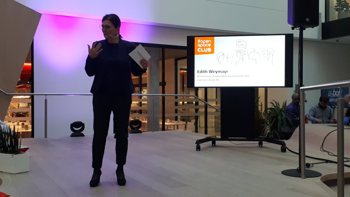 commerzbank's tweet photo. Weymayr: Unser Anliegen ist es, junge #Startups mit etabliertem #Mittelstand zu vernetzen. Dafür haben wir #openspaceclub ins Leben gerufen. https://t.co/cwg4UBQW15