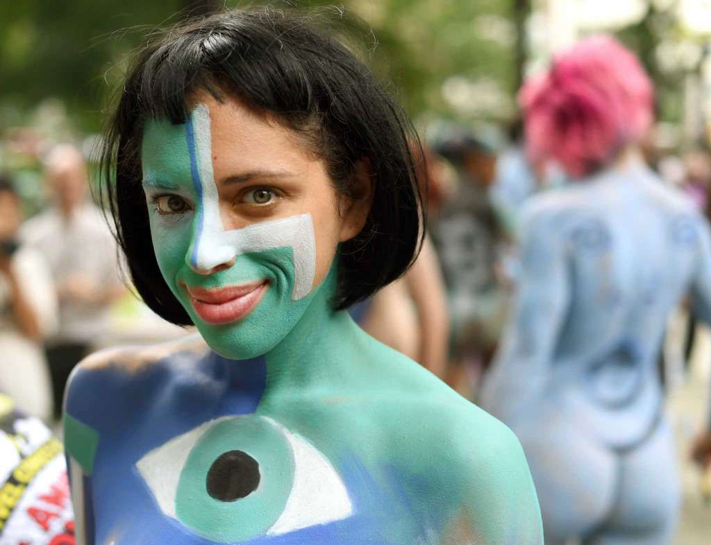 Nudists advocate for more adults to opt for body paint costumes at Hallowee...