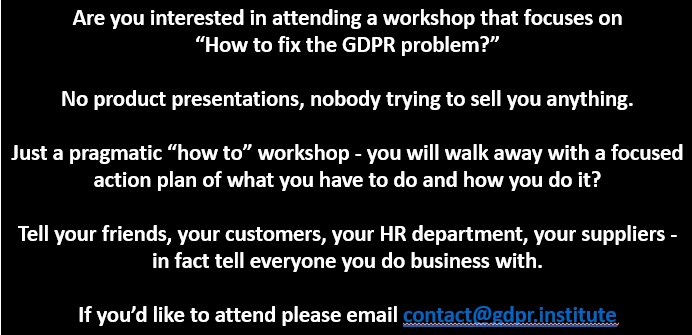 IanWest12's tweet image. What an offer. Time for action. #gdprworkshop #gdprinstitut