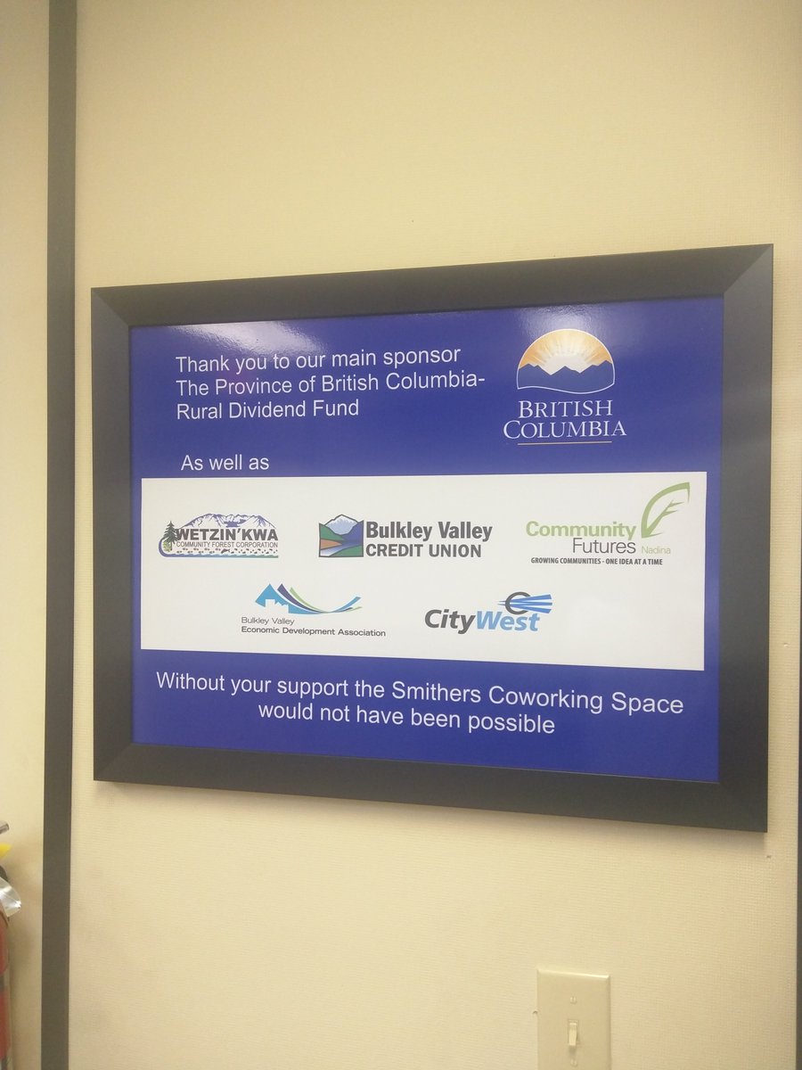 BizInHeaven's tweet photo. Thanks to our sponsors to helping make the Smithers Coworking Space expansion a reality! https://t.co/PO8kTWqXOt