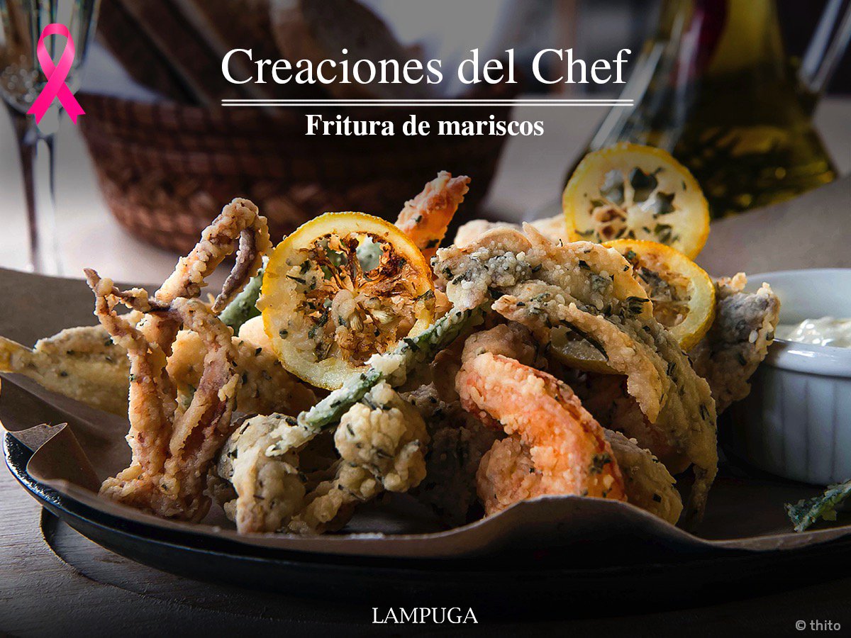 FRITURA DE MARISCOS 
Un porcentaje de las ganancias de nuestros #PlatillosRosas se donará a la #LuchaContraElCáncerDeMama 
#OctubreRosa