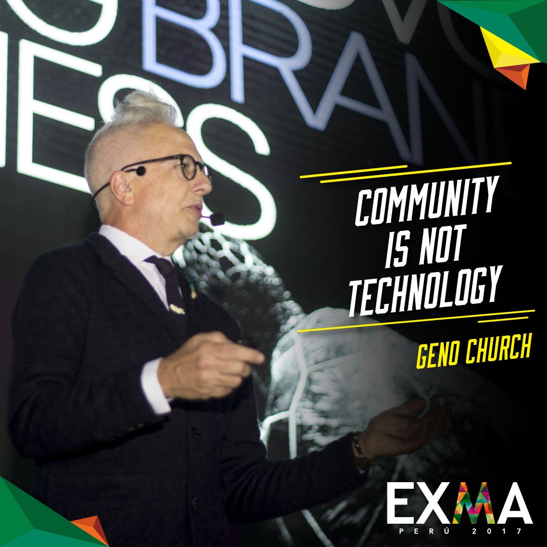 exmaperu's tweet photo. Deja de pensar en las Redes Sociales como Tecnología y enfócate más en lo humano, lo SOCIAL.  @genochurch en #EXMAPERÚ https://t.co/pRgWCW99fB