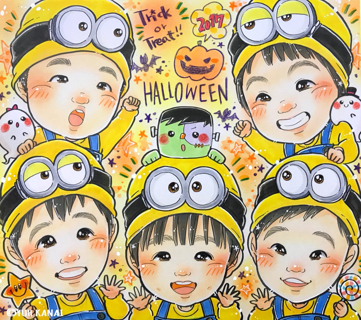 カナイユウ ミニオンワラワラワラワラ 似顔絵 ハロウィン ハロウィンコスプレ ハロウィンイラスト ミニオンズ