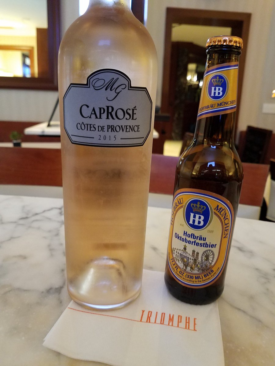 Enjoy $5 Oktoberfest beer and $8 Rosé at the bar all day long #triompheny #drinks #ThirstyThursday #rosé #drinkpink #beer #octoberfest