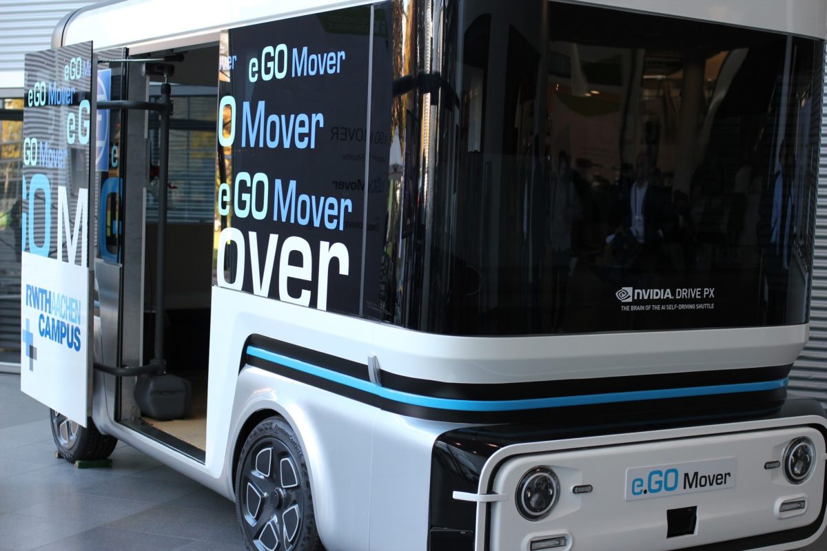 The e.GO Moover electric shuttle is powered by the ZF ProAI self-driving system, which is based on the DRIVE PX platform. It carries up to 15 people and will be capable of Level 4 autonomy by 2021. http://nvda.ws/2z2nXNc
