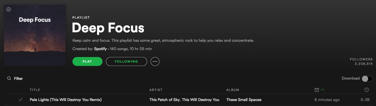 thispatchofsky's tweet image. Thank you @Spotify for adding "Pale Lights - @_TWDY_ Remix" to the Deep Focus playlist ❤️
