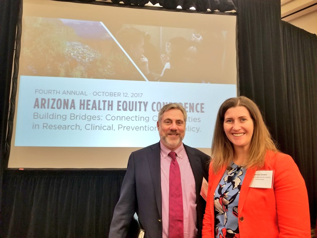 AZHealthEquity's tweet photo. Nice to see our friends at #AZHealthEquity17 today! Here's @SerenaU from @AZCommunities and @GregVigdor from @azhospitalassn https://t.co/zaFYeYjN1V
