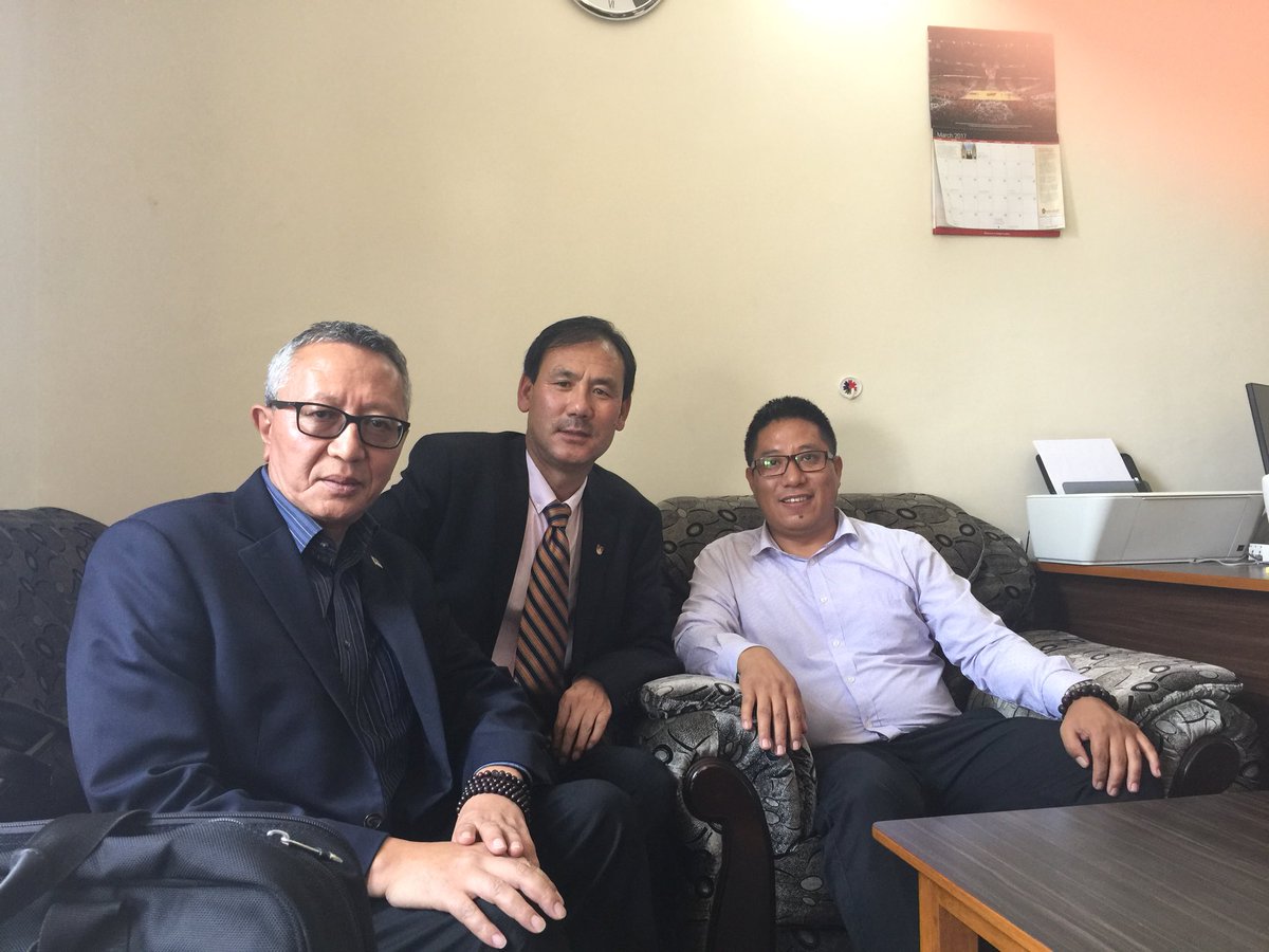 Adakpa's tweet photo. Australia Chinese co-ordinator Mr.Kelsang Gyaltsen and USA Chinese co-ordinator Mr. Kunga Tashi visited TLA office today https://t.co/kgorZAMEiY