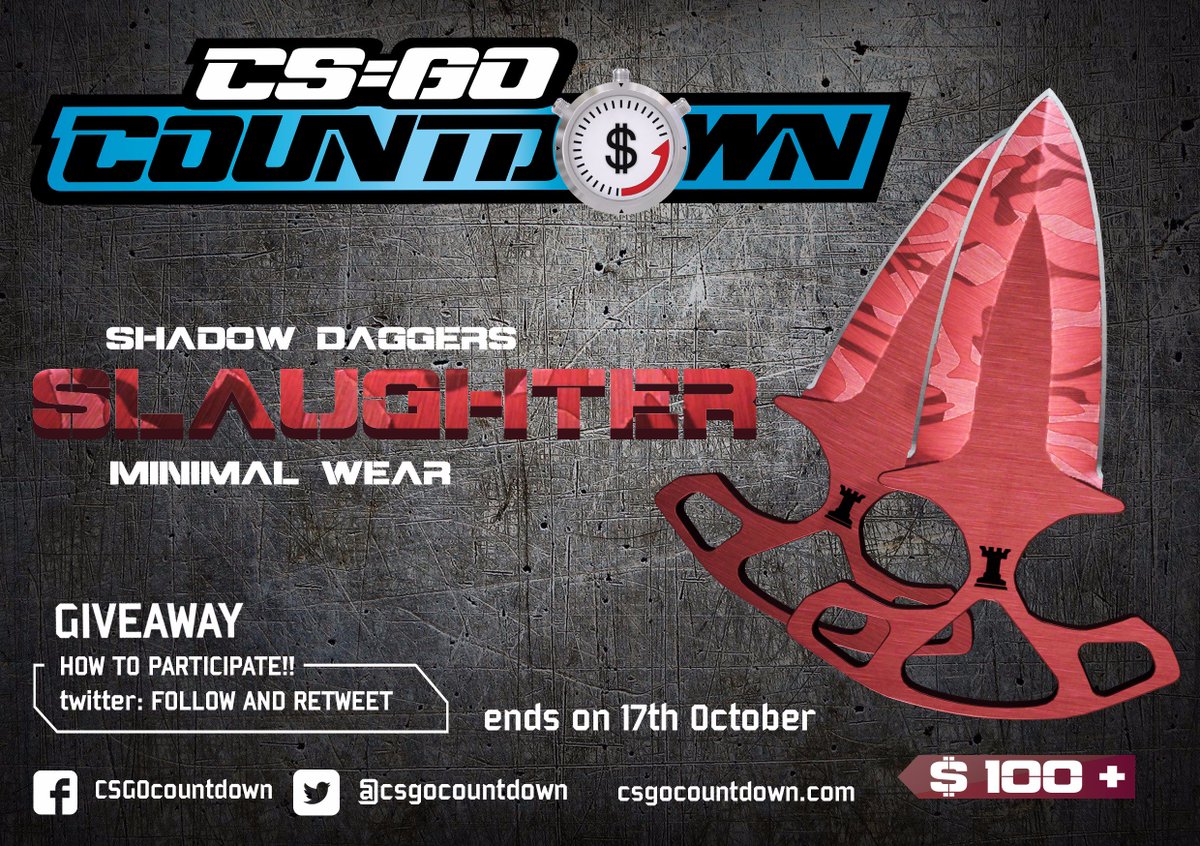 csgocountdown's tweet photo. We want to apologize for what happened. So what better way to do it than with a new giveaway. These amazing shadow daggers😍😍 https://t.co/QefnyNFHOs