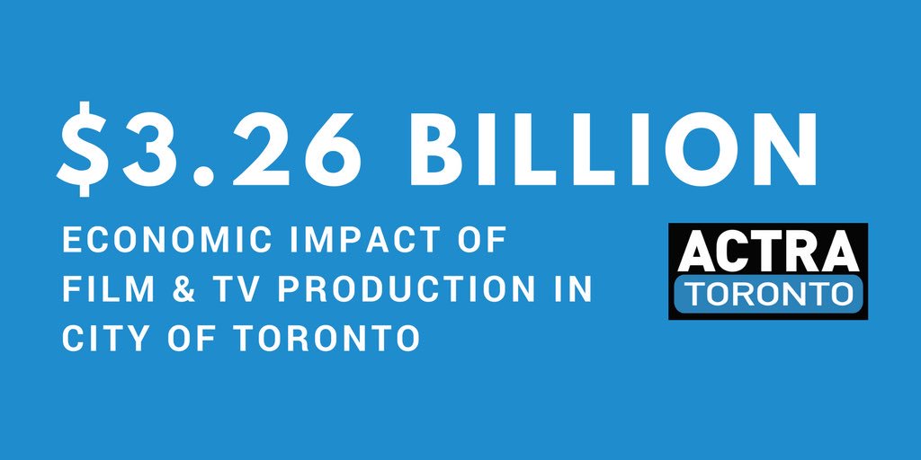 ACTRAToronto's tweet photo. Day of Action Facts: The economic impact of Film &amp; TV production in the City of Toronto is $3.26 billion! #SupportPeformers #CanCon https://t.co/HOx3wYbIr4