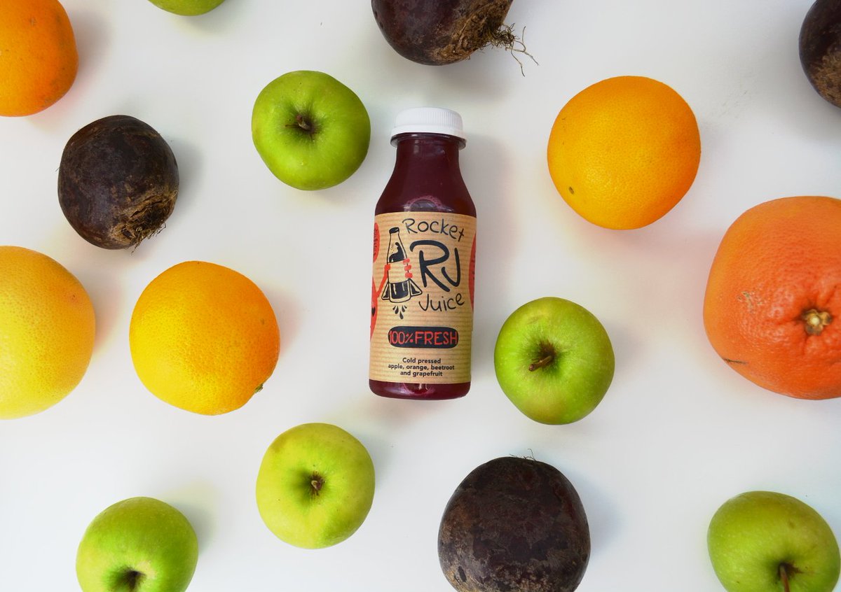 Vibrant ingredients in our infrared juice: orange, apple, beetroot, grapefruit.