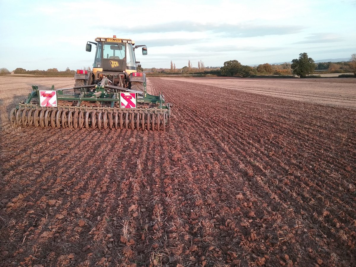 t_tillage's tweet photo. Late autumn sunshine, 4 metre BT disc harrow, 140 hp tractor covering 8 acres an hour on linseed stubble https://t.co/4LXqB8Wn4H