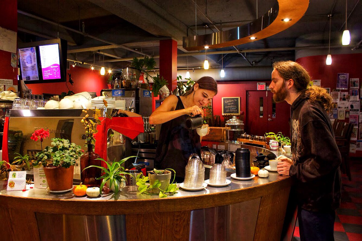 planetbeancafe's tweet photo. Lead Barista, Kaliesha is off to Edmonton, AB to compete at ‘17 National Barista Competition w/Master Roaster &amp; Head of QC, Rufus Cavan. https://t.co/0qYrhV6yTn