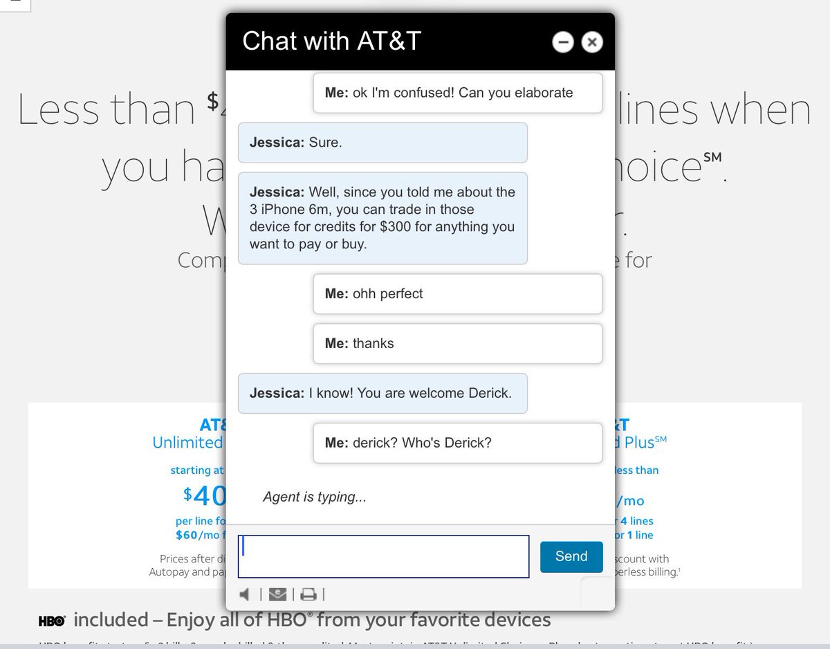 RayJones_'s tweet photo. @ATT @ATTCares I like your how your Online Agents Remembers Names! #EpicFail #Sarcasm #WhosDerick ? I'm Ray! https://t.co/wFzHfsXmxc