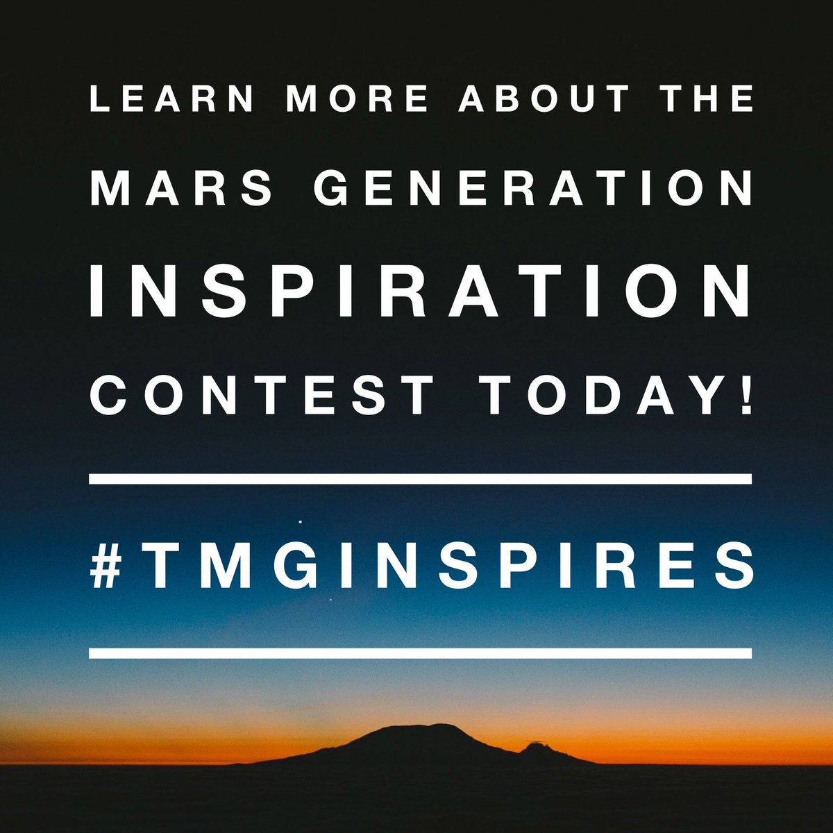 TheMarsGen's tweet photo. We want to know what inspires you #TMGmembers! Share your videos & photos for a chance to win! Details here: https://t.co/Gvy7nlrNXW #Mars https://t.co/BnlFJBj1c9