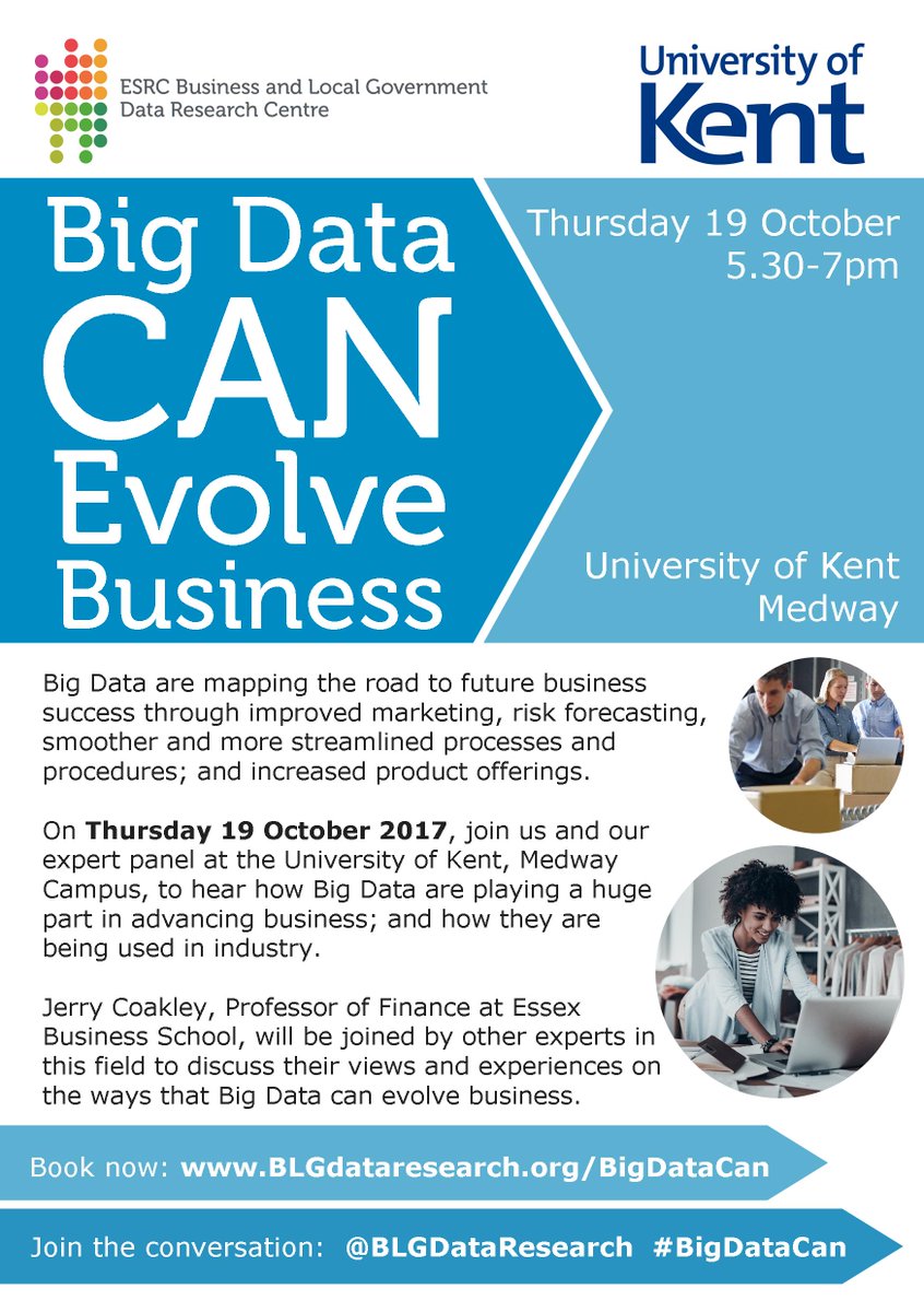 BLGDataResearch's tweet photo. Our next #BigDataCan event at Medway will be discussing how #BigData can evolve #Business. https://t.co/GymunhFpZJ #UKStartUpHour https://t.co/3dNsCqNNgV