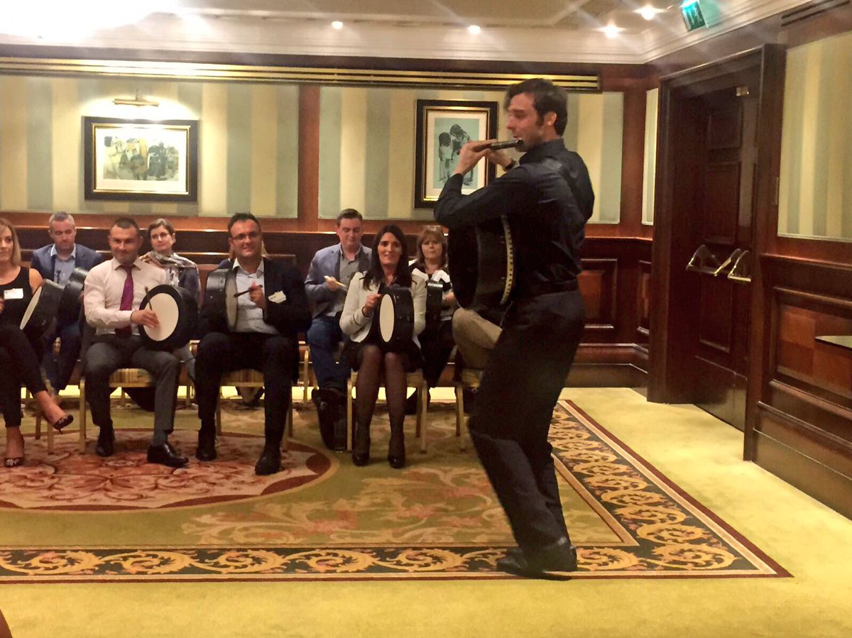 OrangeworksIE's tweet photo. A quick pre dinner #Bodhran Session @powerscourtHtl #CreatingExperiences #DrumForFun https://t.co/84RgdbZKnB