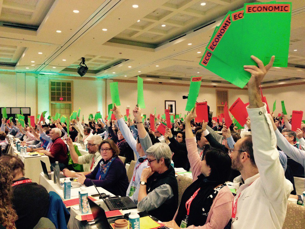 RnfrstAlliance's tweet photo. Voting has begun at #FSCGA2017! Democracy in progress to protect forests for the future. #OurFSC https://t.co/PPipCXvEHF