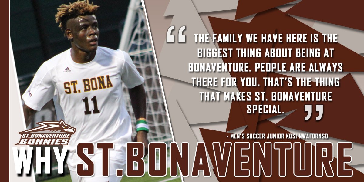 GoBonnies's tweet photo. The @StBonaventure bond is unlike any other. Here's @BonniesMSoccer junior Kosi Nwafornso on #WhyStBonaventure https://t.co/2T2ZeXck5H