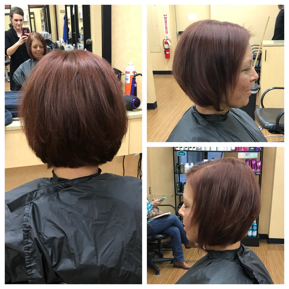 Frenchie318's tweet image. Just a little reddish brown with a tint of copper! #ModernHairByFrenchie #MatrixColor #falltones #bobcutstyle