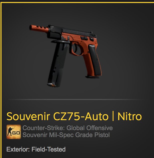 CSGO_STAKES's tweet photo. 6.50 Souvenir CZ75 Nitro 1 hour giveaway

RT &amp; follow @CSGO_STAKES https://t.co/E5pk7IKilr