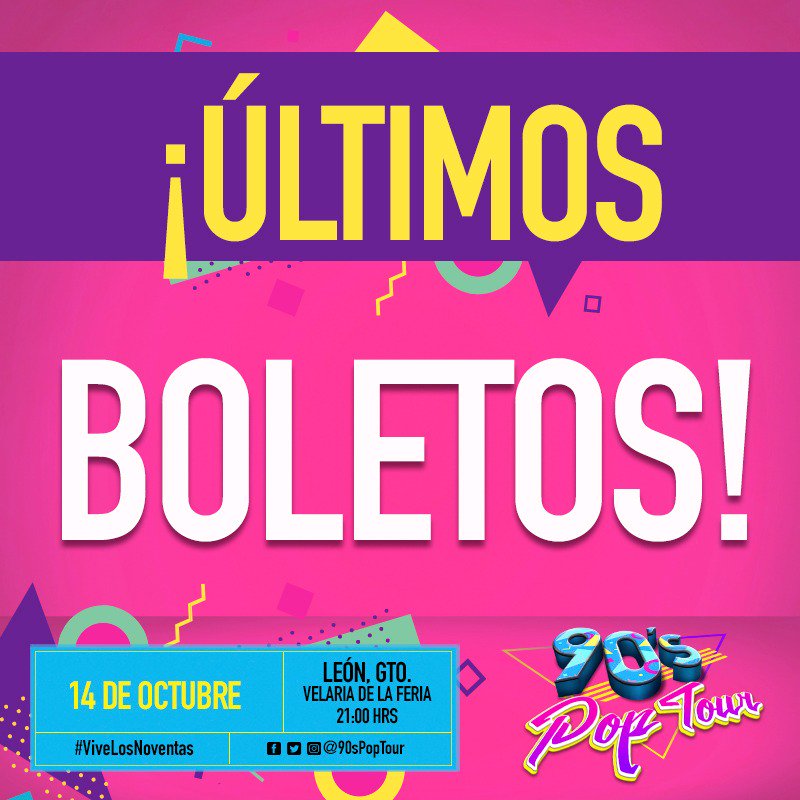 90sPopTourLeon's tweet photo. ¡Últimos días para comprar tu boleto! ¿Qué esperas para formar parte de #90sPopTourLeón? 👉 https://t.co/ipAxH6qc6W https://t.co/Y3grVPROZP