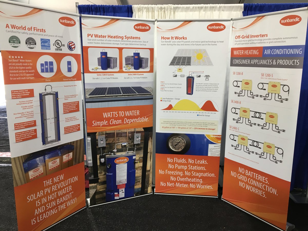 See SUN BANDIT <a href="/Solar_Decathlon/">Solar Decathlon</a> Sustainability Expo Booth 101 #SD2017 #SolarDecathlon #Off-grid #netzero #SolarHotWater #energystorage