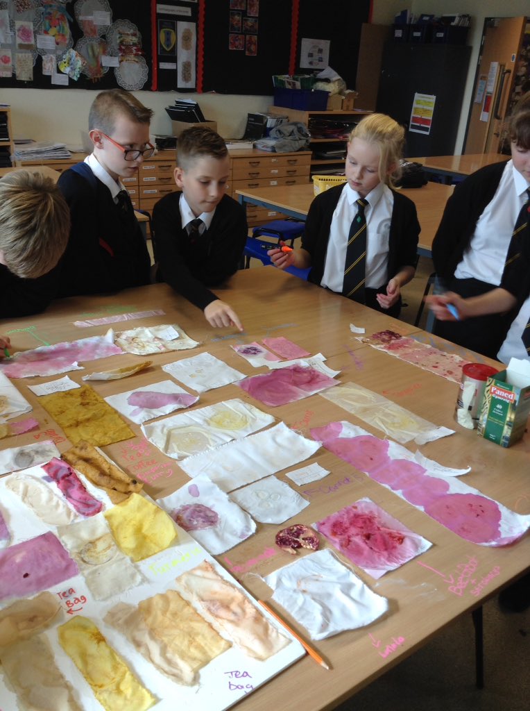 Eco-dyeing and printing with Year 7 Challenge #collaborativelearning #motivatedtostrive #fabricoflife #maesteg17