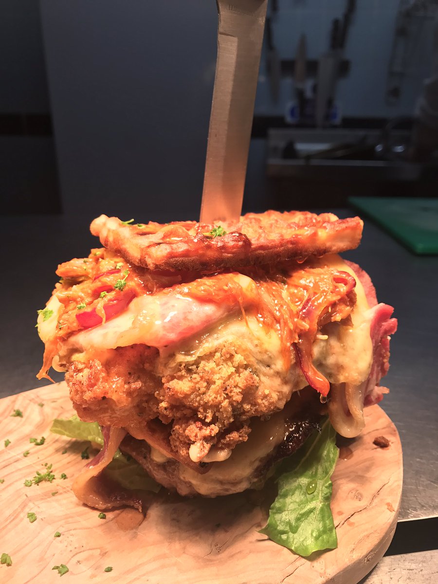 It's our huge chicken, beef &amp; pulled pork waffle burger!! <a href="/RochdaleTown/">Rochdale Town Centre</a> #burger #yum