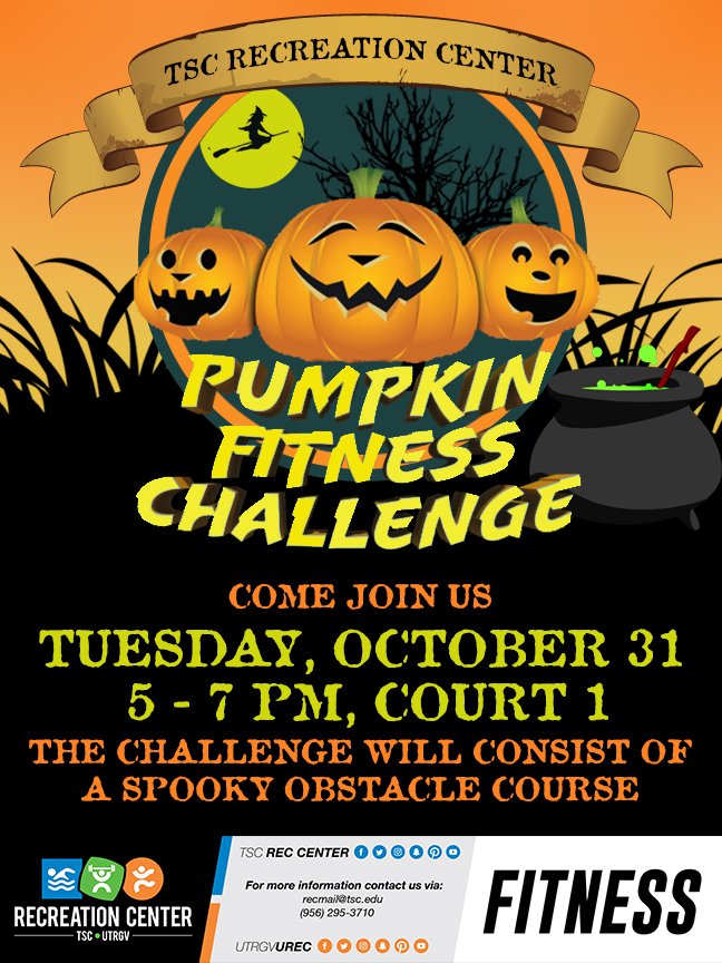 TSC_Recreation's tweet image. Save the date! For our Pumpkin Fitness Challenge this October 31st!! #SpookyChallenge #TSCReccreationCenter🎃