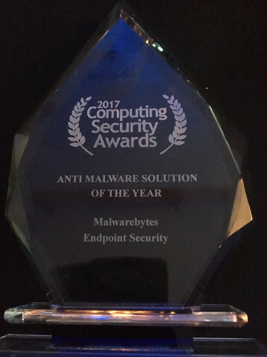 AnthonyOMara's tweet photo. Anti Malware Solution of the year for @Malwarebytes @CSMagAndAwards tonight 🍾🎉🎉 #infosec #cybercrime https://t.co/bqEZo9nvgM