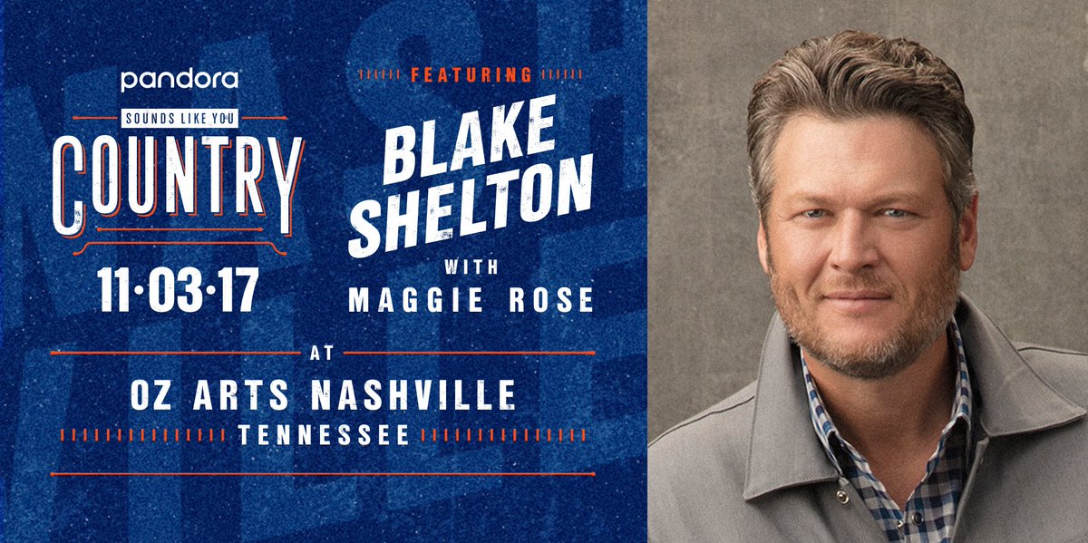 Blake Shelton. Live. In Nashville. 11/3. That's right, we said <a href="/blakeshelton/">Blake Shelton</a>. RSVP now: pdora.co/2kI3xGX #SoundsLikeCountry