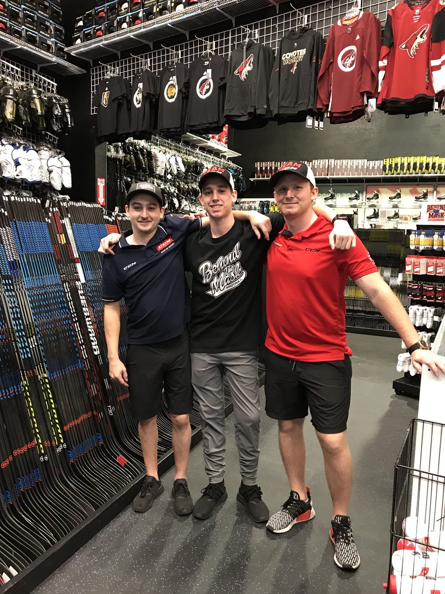 BTMhockey's tweet photo. New BTM Gilbert store now open inside @AZIceGilbert pictured todayβs employees @savyDman11 @CTVPS @kyle_pavlack #btmgilbert #azicegilbert https://t.co/f2ZtOYbb81