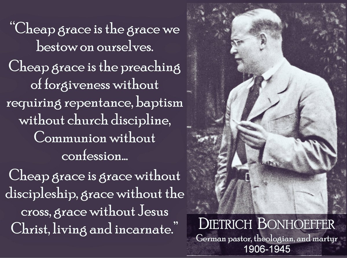 It was not a White Evangelical Church but The Black Church that Pastor Dietrich Bonhoeffer first heard the term "cheap grace" when he attended Adam Clayton Powell's, Abyssinian Baptist Church in  #Harlem, NY.!