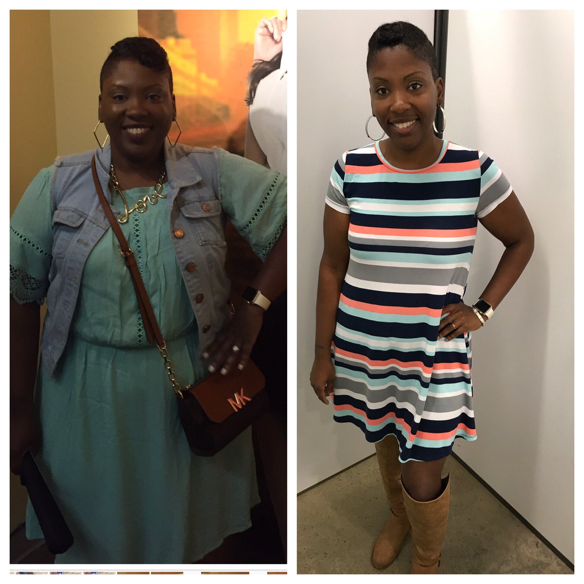 Royalty84's tweet photo. Before and After always helps me remember how far I've come It's NEVER too late #Sizehealthy #InvestinU #Keepgoing #JustDoIt #Ineedanewpose https://t.co/QaYp29E59u