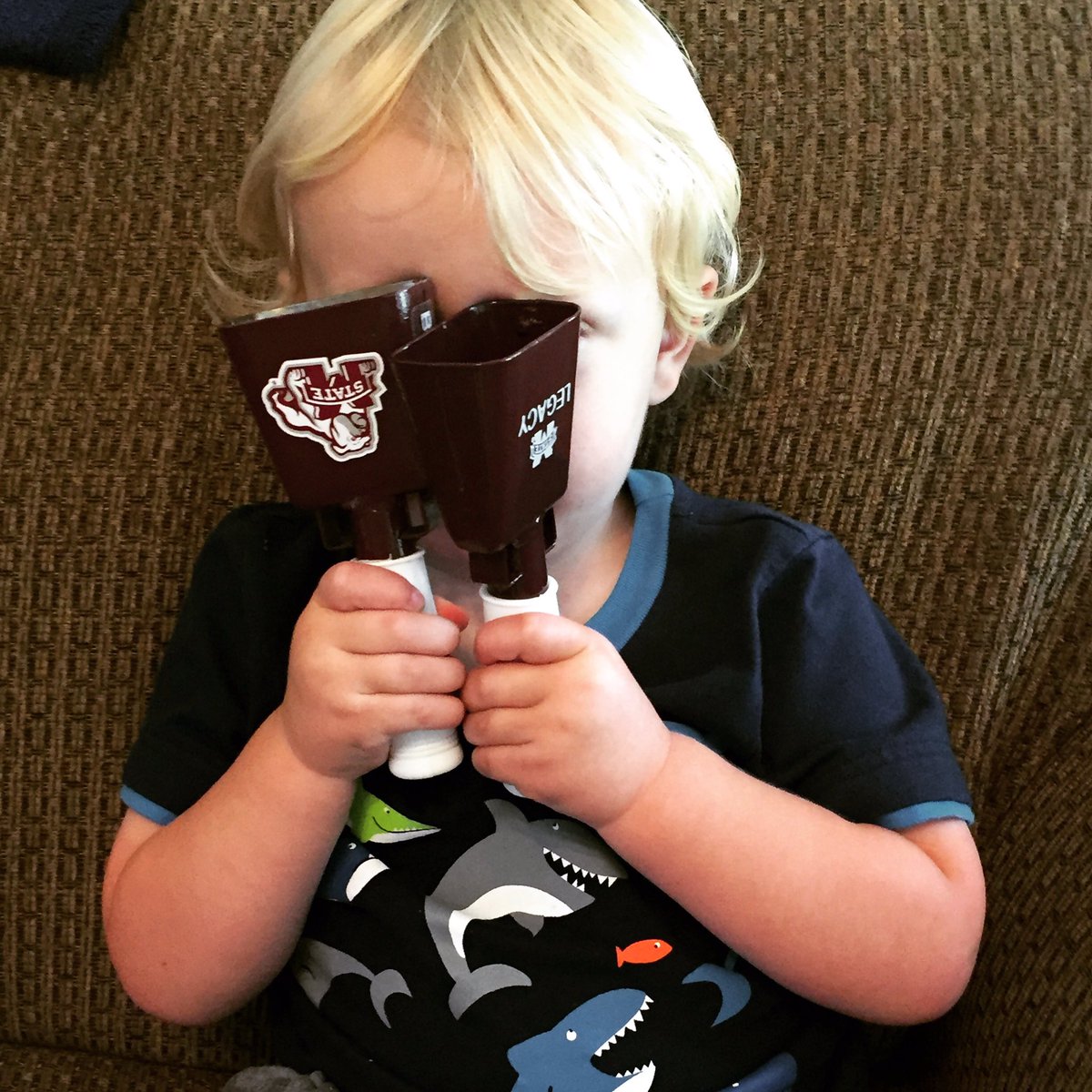 Someone is super excited about his first legacy gift from <a href="/MSStateAlumni/">Mississippi State Alumni</a>. Now he has one for each hand.