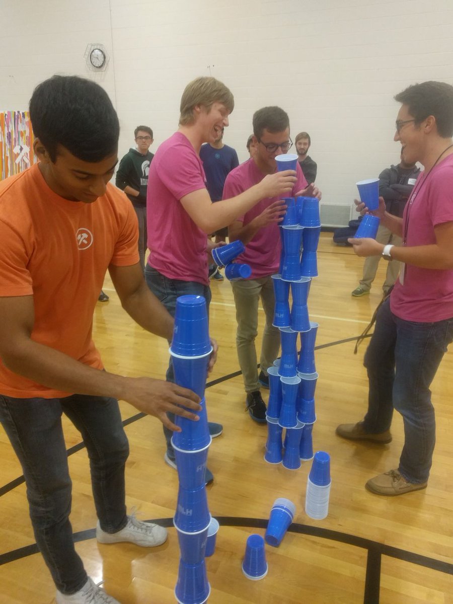 MLHacks's tweet image. Cup stacking at #BoilerMake was 🔥🔥🔥 Congrats to our winners and thanks @CapitalOne for the amazing new season tees! @BoilerMake1