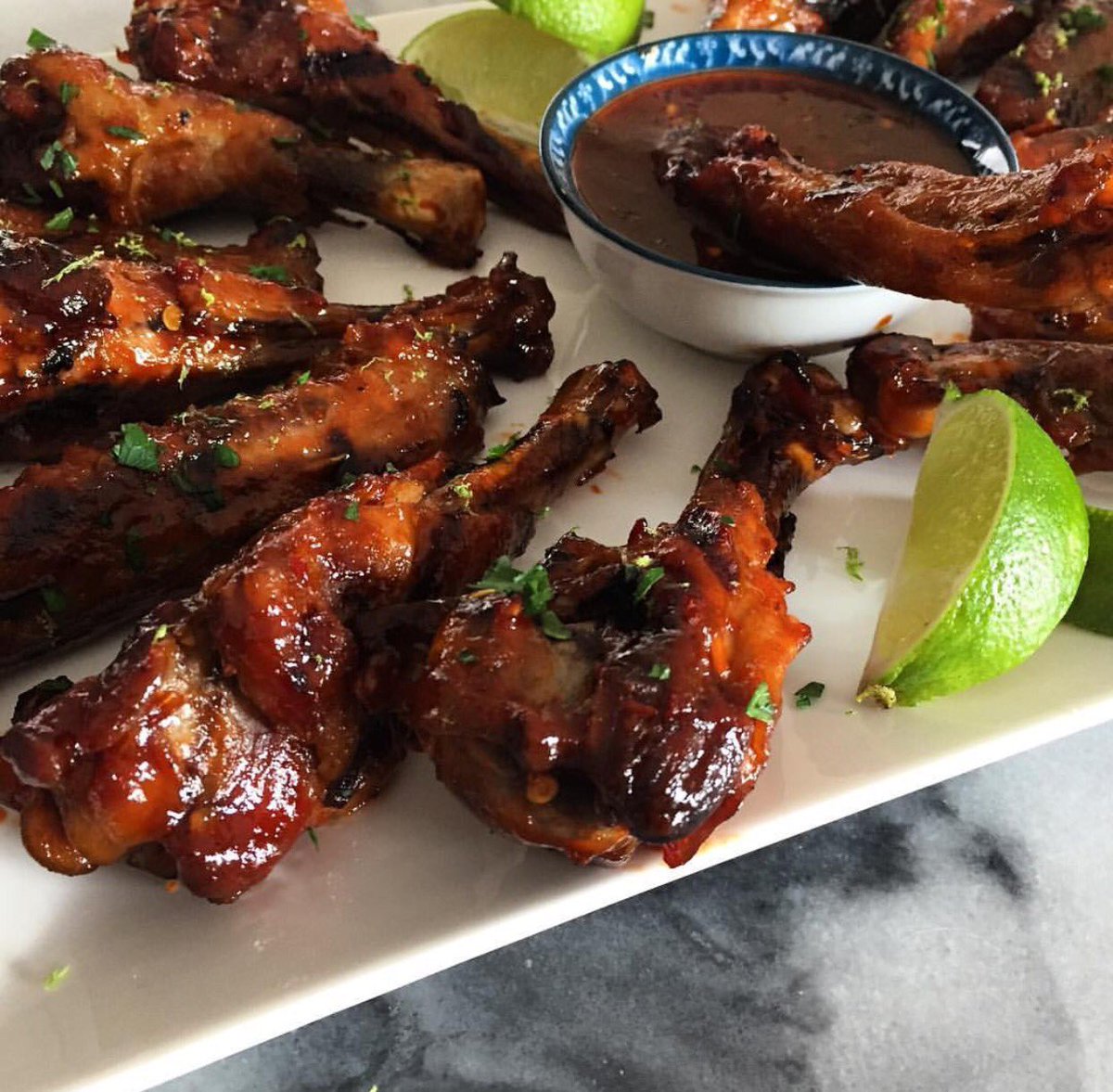 Zimmysnook's tweet photo. Grilled Confit #Duck Wings with an Asian bbq sauce. These were ducking delicious! 🦆 #TryTheDuck #FarmToFork @KingColeDucks https://t.co/IBr8Z8VYyV