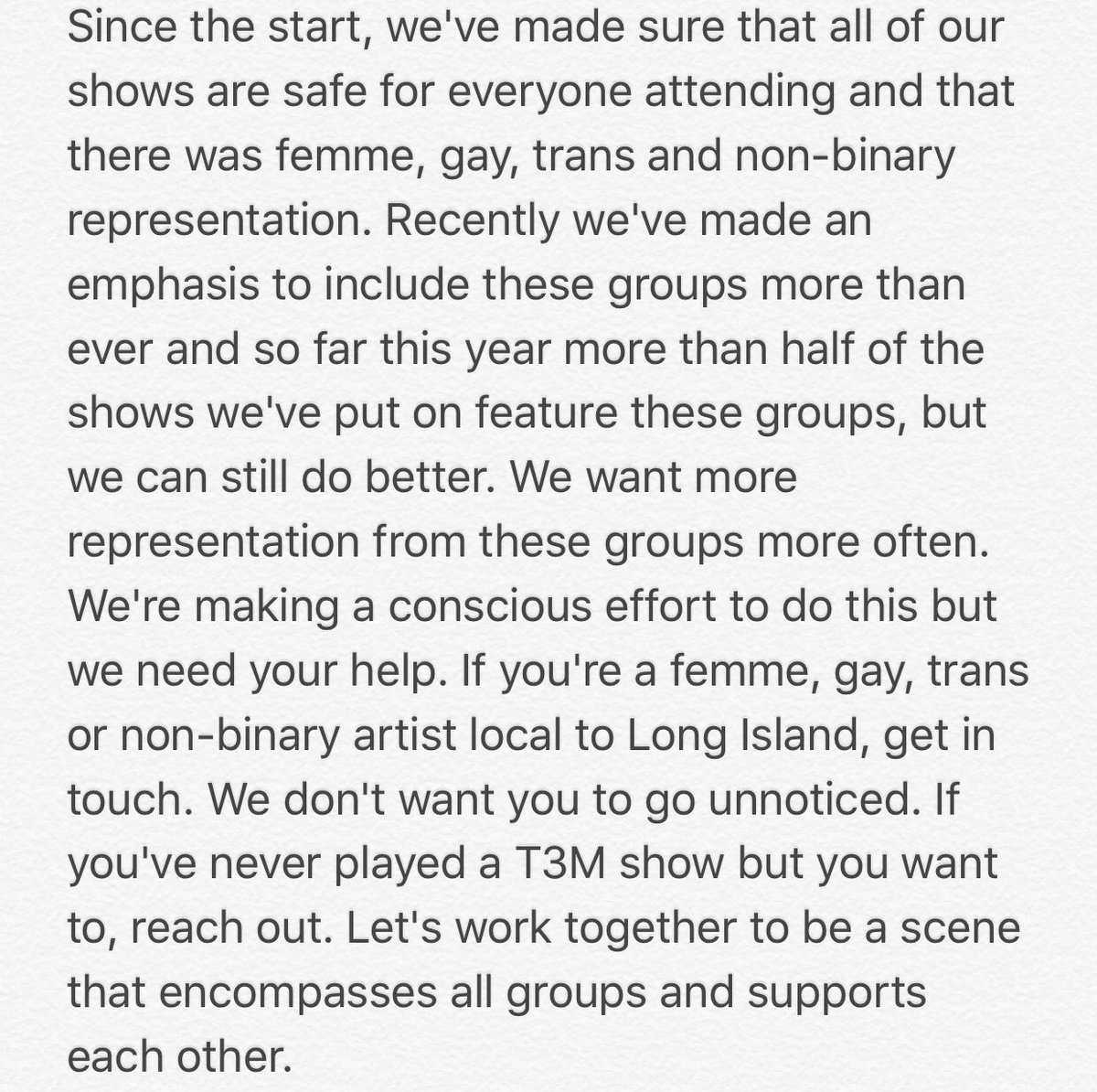 TableThreeMedia's tweet photo. Let's continue to support a scene that includes everyone. Reach out to get involved! https://t.co/U7B8NMvTG4