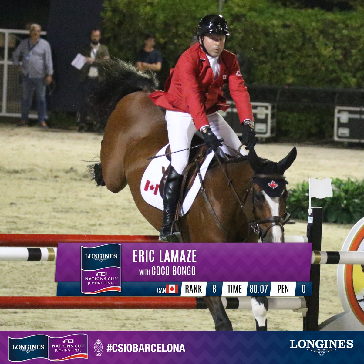 CSIOBarcelona's tweet photo. #CSIOBarcelona | @Longines #FEINationsCup #JumpingFinal
➡️ #SupportYourNation 🇨🇭🇧🇪🇸🇪🇳🇱🇺🇸🇫🇷🇩🇪🇨🇦
Canada goes clear, the last rider of the day. https://t.co/ooZNgr8y8Q