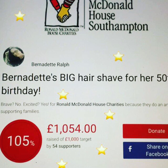 Absolutely thrilled! Smashed it! 💇🏻😁⭐️justgiving.com/fundraising/be…