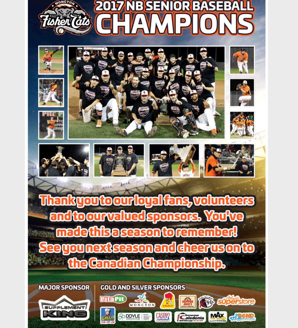 Congrats to the Moncton Fishercats on their Championship Win and NB Champs!!