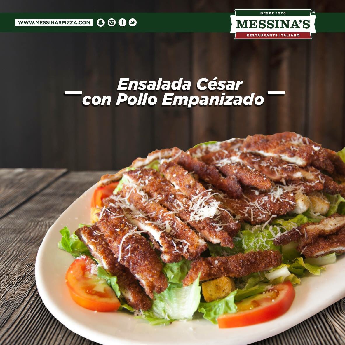 PizzaMessinas's tweet photo. También con Messina's puedes cuidar la línea, prueba nuestra deliciosa Ensalada César con pollo empanizado. #Messinaspizza https://t.co/s8mPYcZ0we
