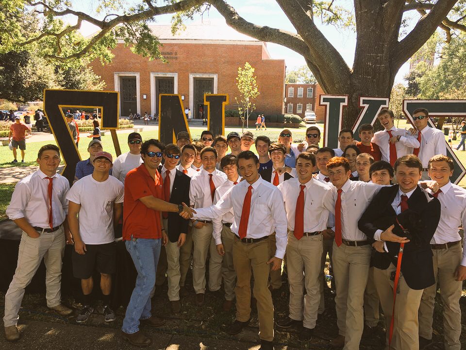 Kappa Sigma and Sigma Nu uniting as one at the organizational browse. Greek Unity.