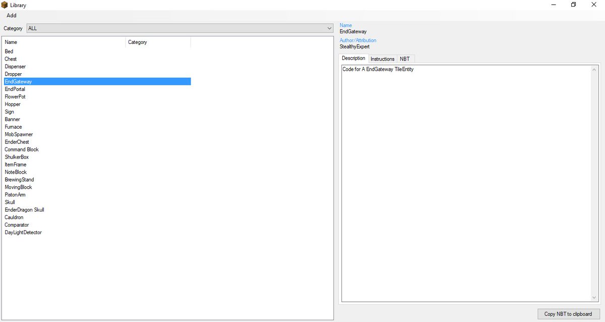 Stealthyexpert T Co Tomqwmfbvn Minecraft Pe Bedrock Nbt Code Library V1 0 Includes All Tileentities Compatible With Mcctoolchest Ume Tool T Co Zexszql9jt