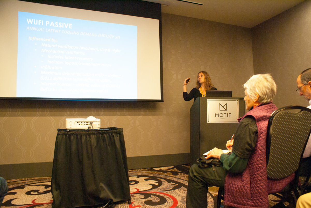 PHIUS1's tweet photo. PHIUS+ Certification Manager, Lisa White at #NAPHC2017 on Latent Loads Psychometrics & Sensible Heat Ration #passivehouse #passivebuilding https://t.co/92ddU4YnvX