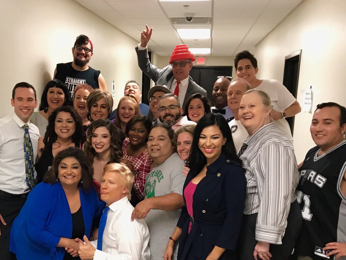 saahj's tweet photo. Backstage with the cast of #SAGridiron. Three minutes to curtain call! @SPJSanAntonio #SAAHJ #SATX https://t.co/gAbG3pXQfG