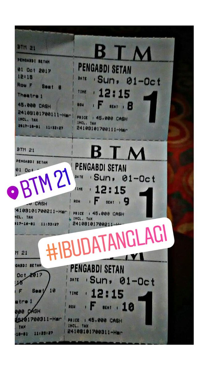 AnandaKomarudin's tweet photo. Yeah! ๐ #PengabdiSetan #IbuDatangLagi #JanganNontonSendirian @jokoanwar @TaraBasro ๐ป๐ป @FILM_Indonesia https://t.co/qsx72yQfLb